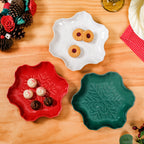 Set Of 3 Snowflake Ceramic Snack Plates Nestasia