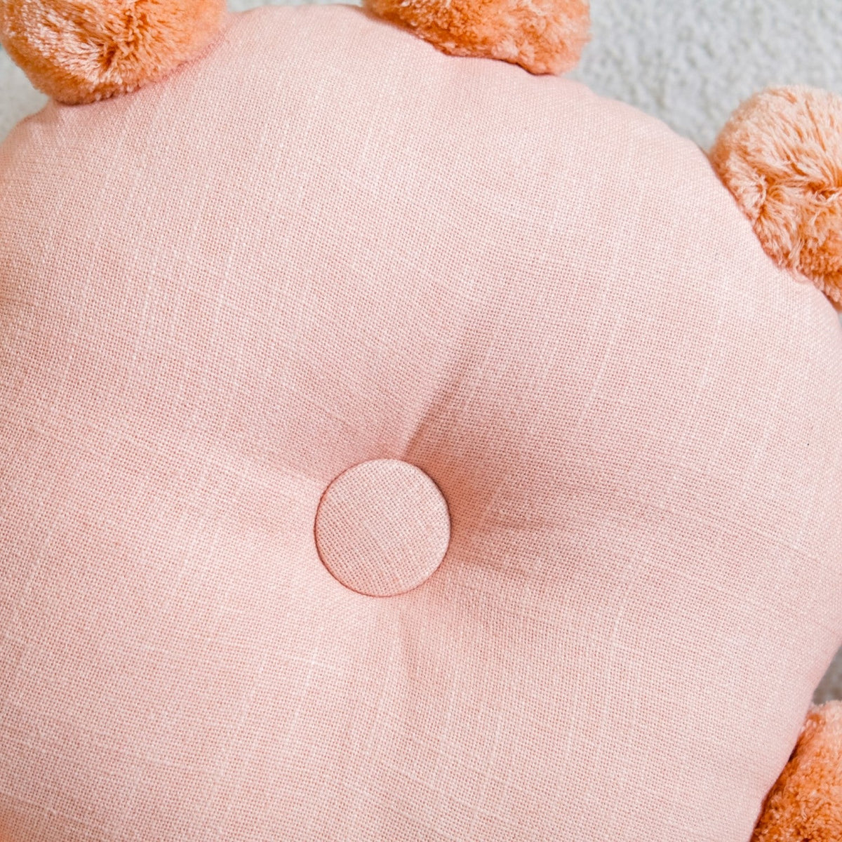 Round Cushion With Pom Poms Peach 17 Inch Nestasia