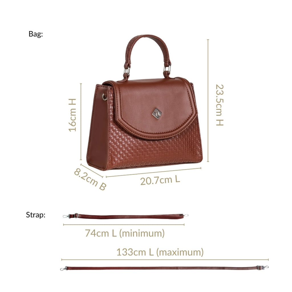 Soi Brown Handbag With Sling Strap Nestasia