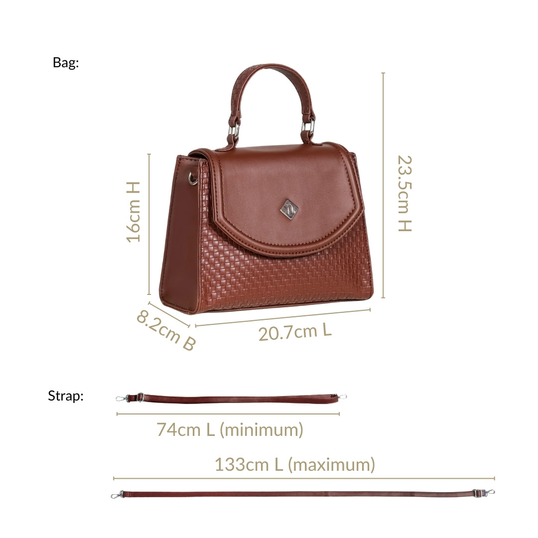 Soi Brown Handbag With Sling Strap Nestasia