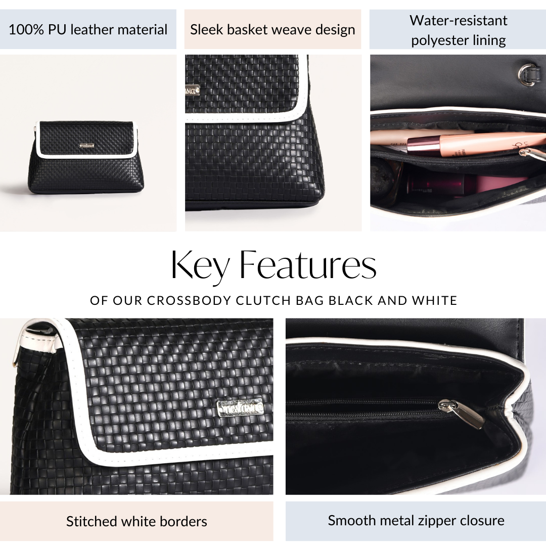 Soi Lattice Black Clutch Bag With Sling Nestasia