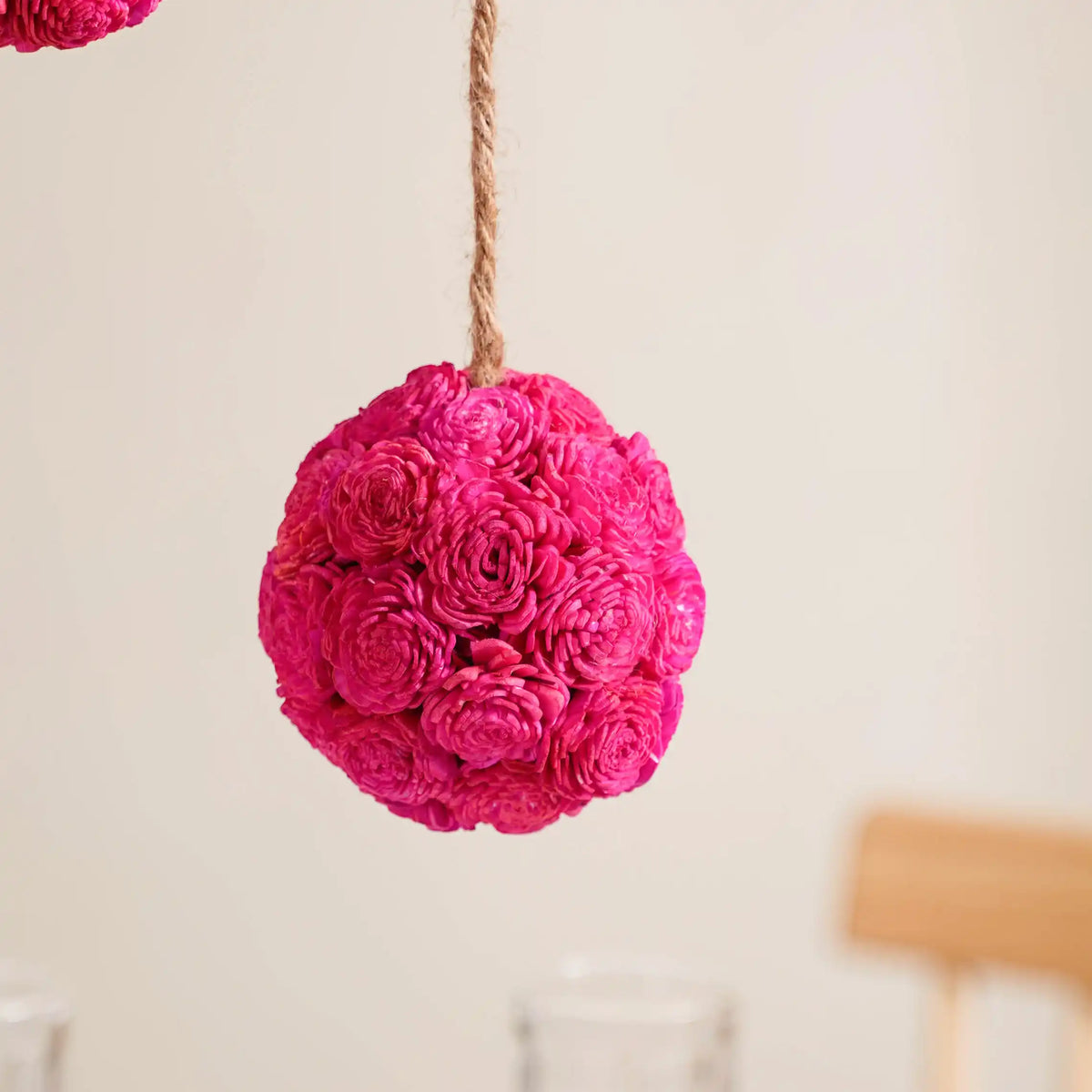 Hot Pink Flower Ball Hanging Decor Set of 4 Nestasia