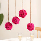 Hot Pink Flower Ball Hanging Decor Set of 4 Nestasia