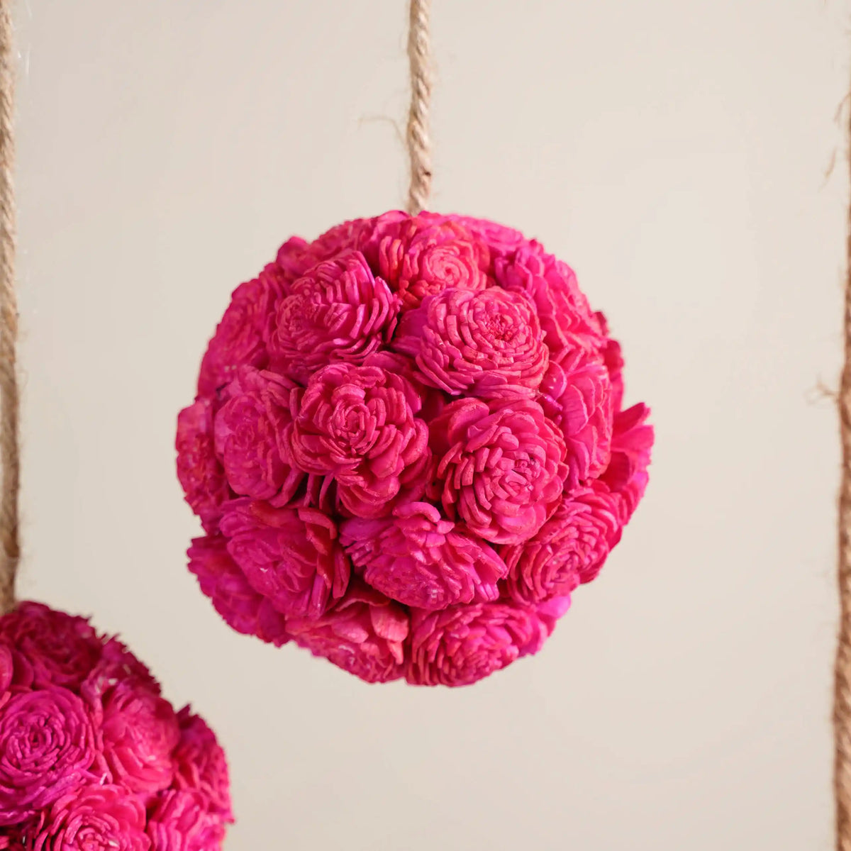 Hot Pink Flower Ball Hanging Decor Set of 4 Nestasia