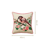 Songbird Bloom Embroidered Cushion Cover 40X40cm Nestasia
