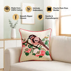 Songbird Bloom Embroidered Cushion Cover 40X40cm Nestasia