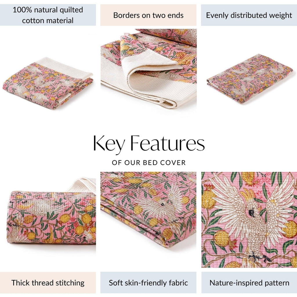 Songbird Quilted Cotton Quilted Bedcover 250x220cm Nestasia