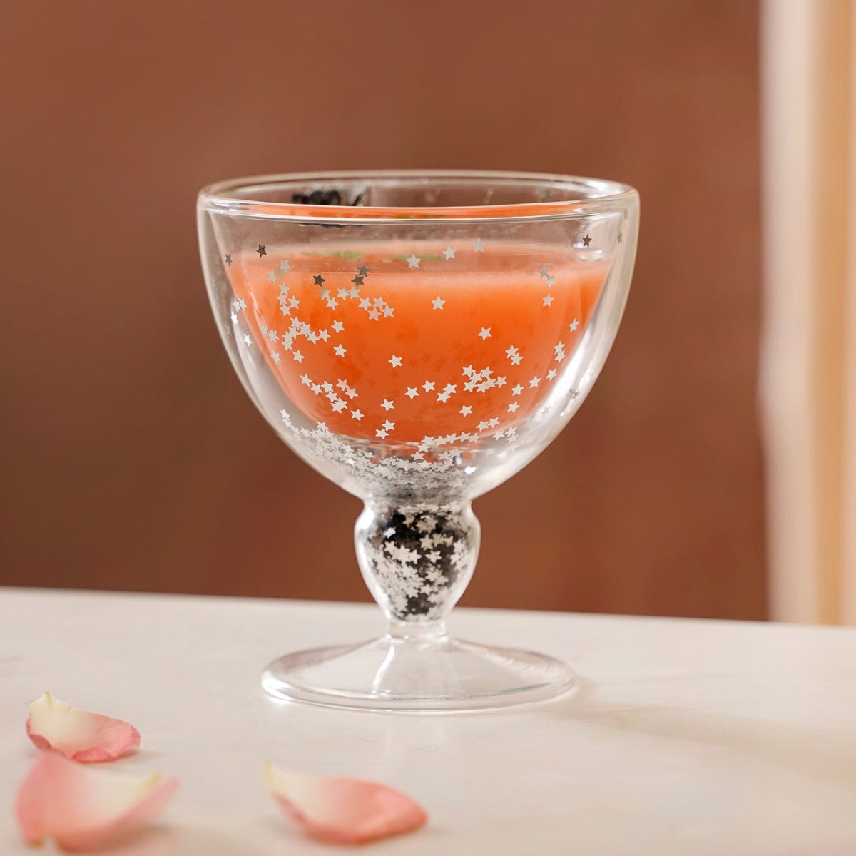 Shimmering Double Wall Stemmed Glass Goblet Set Of 2 250ml Nestasia