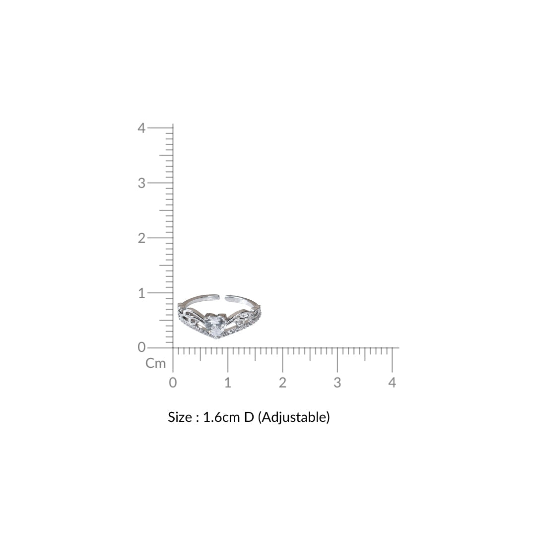 Sparkling Silver Crown Ring Nestasia