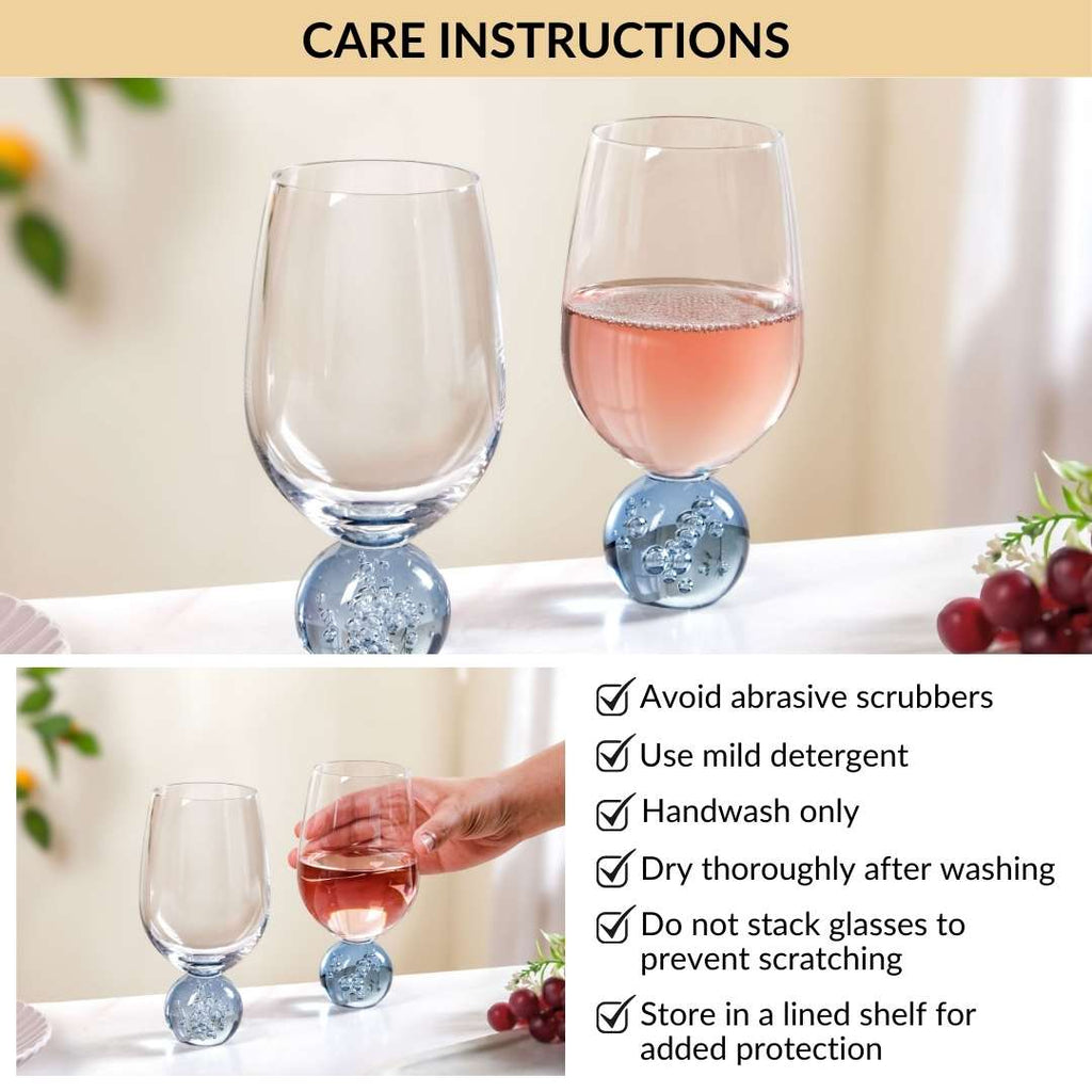 Sphere Wine Glass Set Of 2 400ml Blue Nestasia