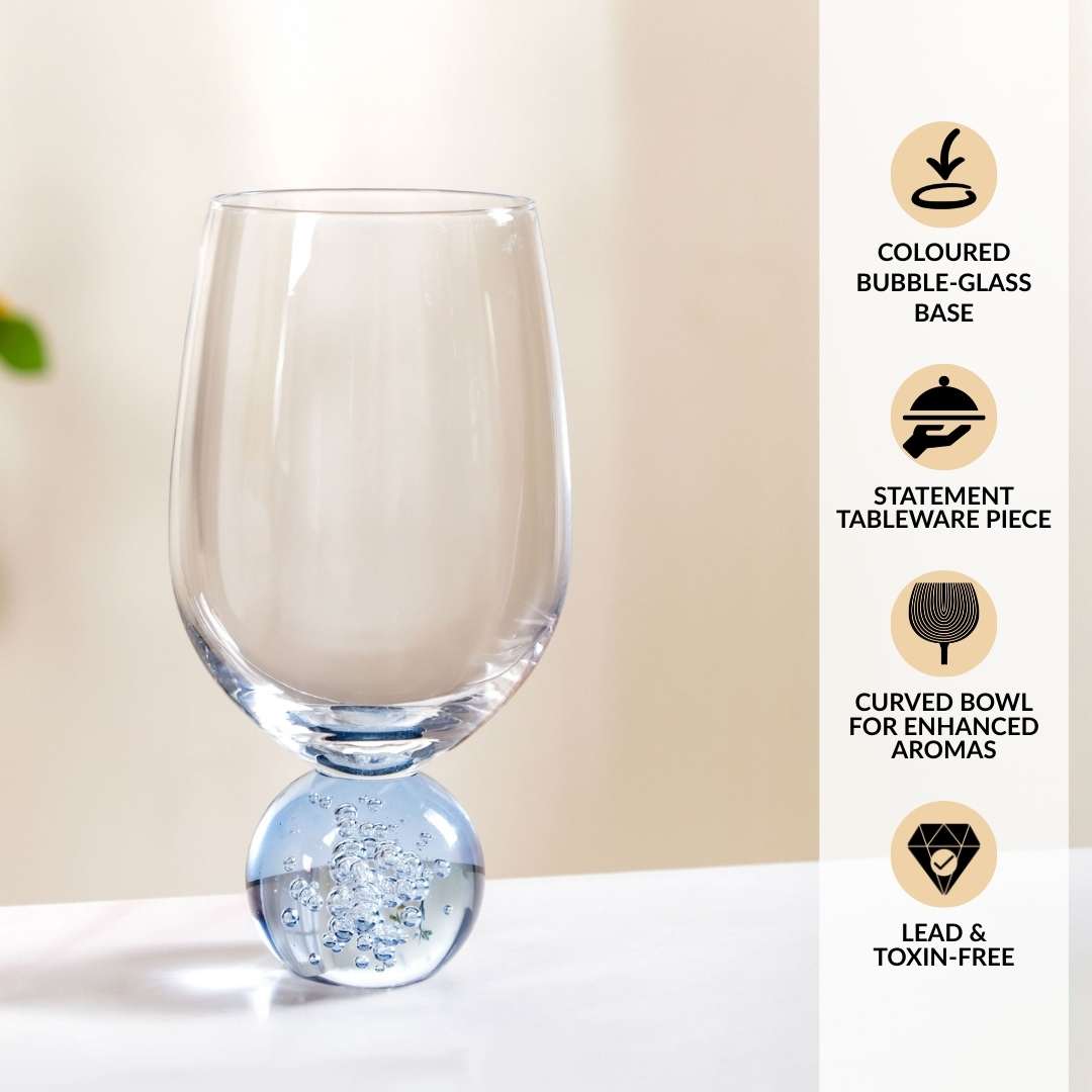 Sphere Wine Glass Set Of 2 400ml Blue Nestasia
