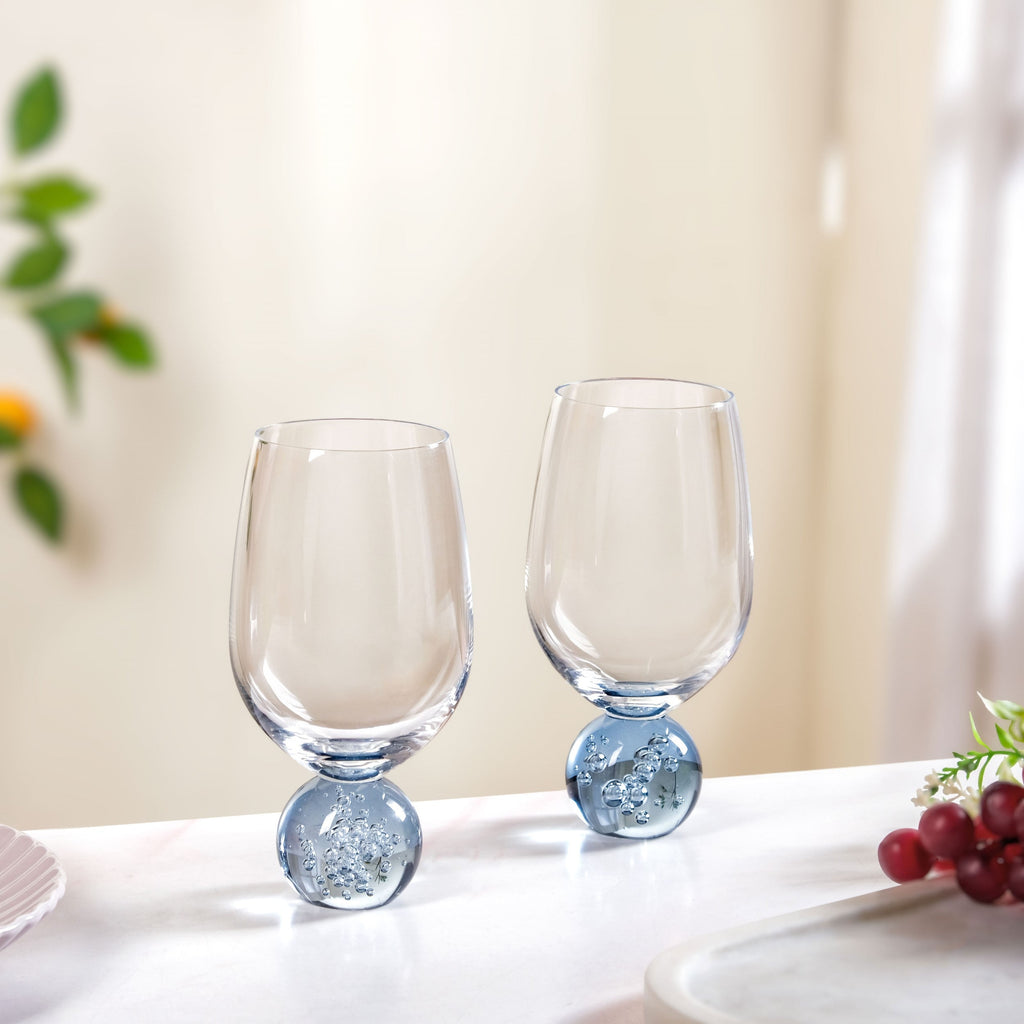 Sphere Wine Glass Set Of 2 400ml Blue Nestasia
