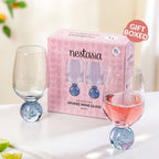 Sphere Wine Glass Set Of 2 400ml Blue Nestasia