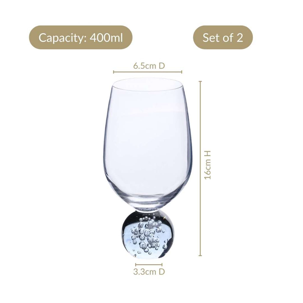 Sphere Wine Glass Set Of 2 400ml Blue Nestasia