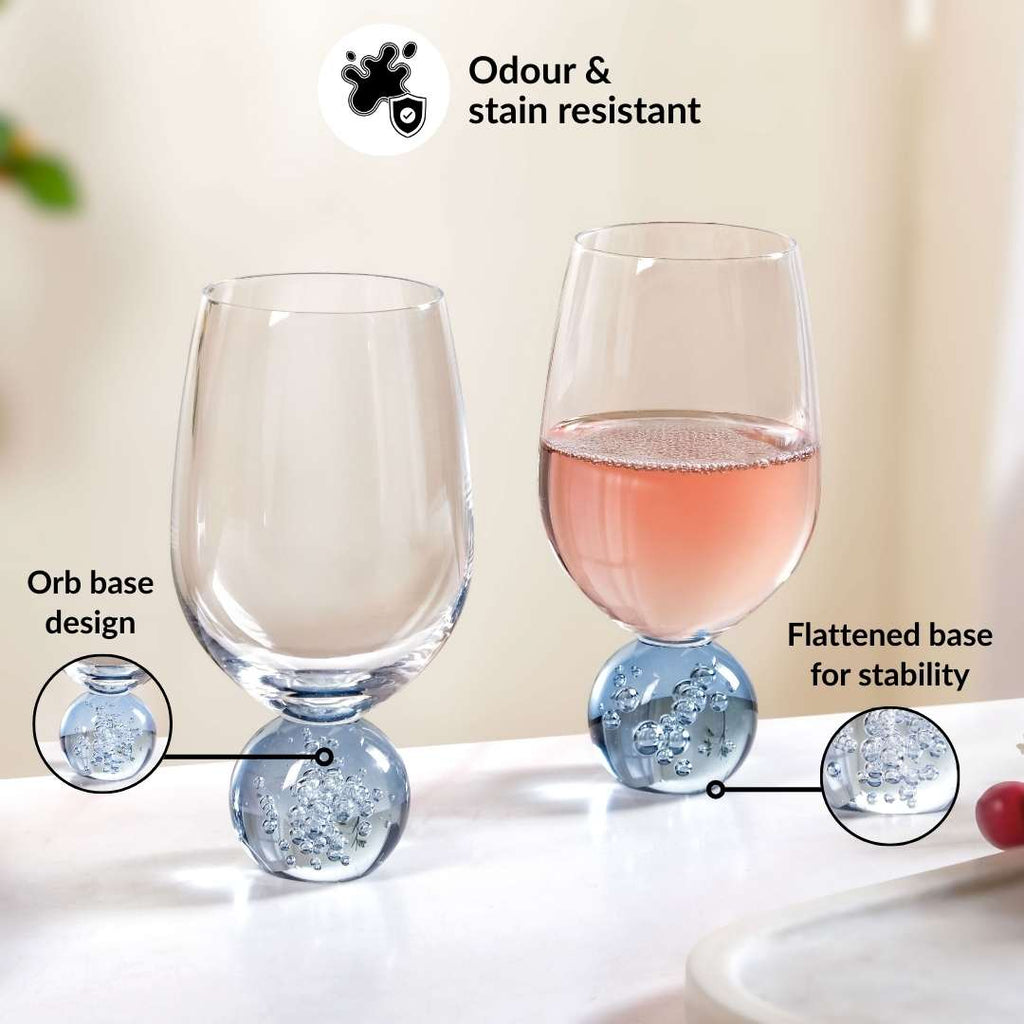 Sphere Wine Glass Set Of 2 400ml Blue Nestasia