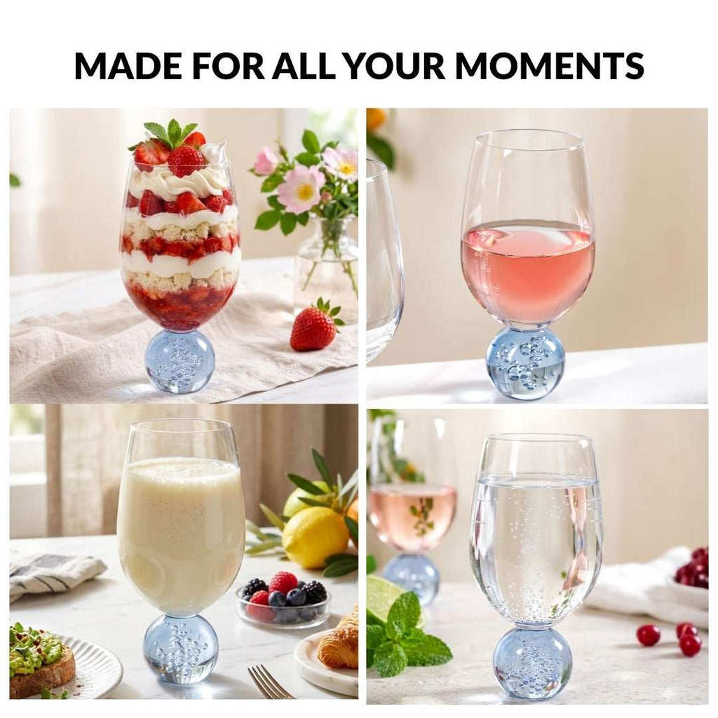 Sphere Wine Glass Set Of 2 400ml Blue Nestasia