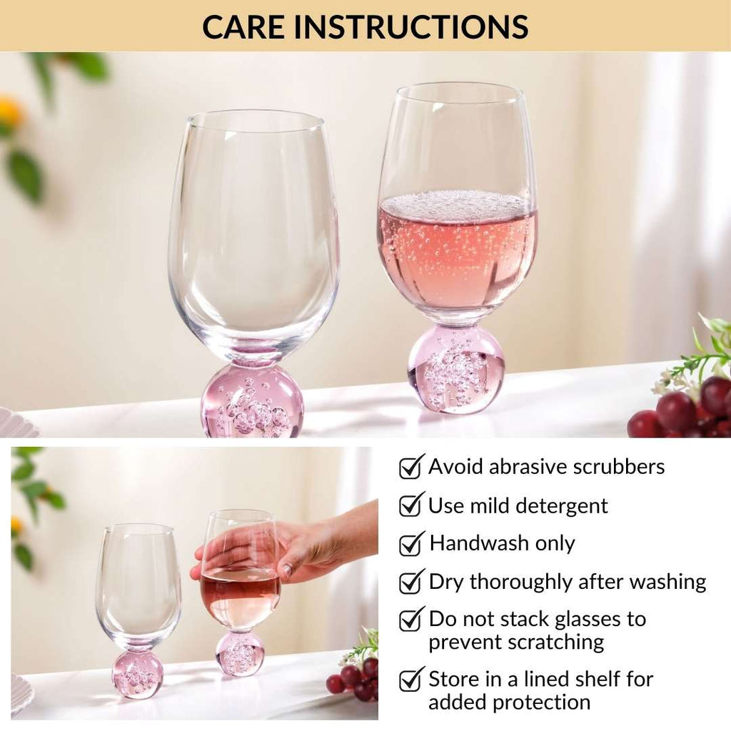 Sphere Wine Glass Set Of 2 400ml Pink Nestasia