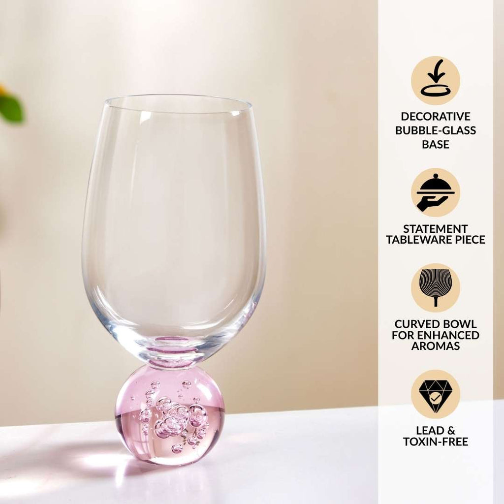 Sphere Wine Glass Set Of 2 400ml Pink Nestasia