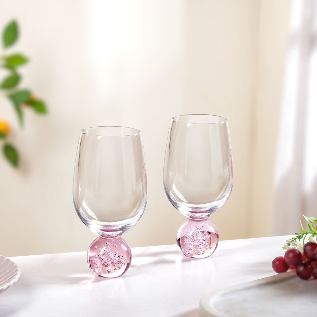 Sphere Wine Glass Set Of 2 400ml Pink Nestasia