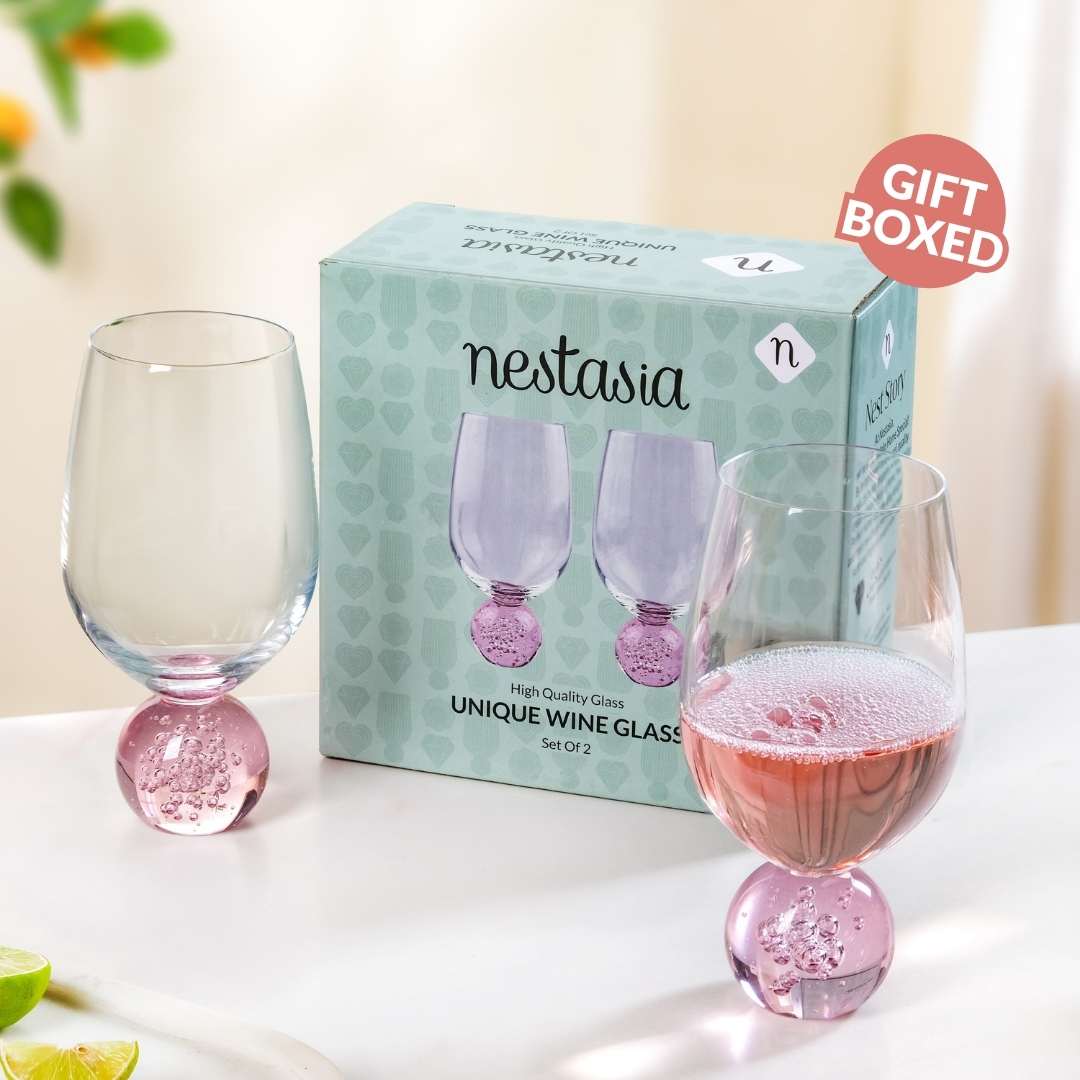 Sphere Wine Glass Set Of 2 400ml Pink Nestasia