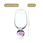 Sphere Wine Glass Set Of 2 400ml Pink Nestasia