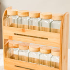 Set Of 10 Glass Jars With Wooden Storage Rack For Kitchen Nestasia