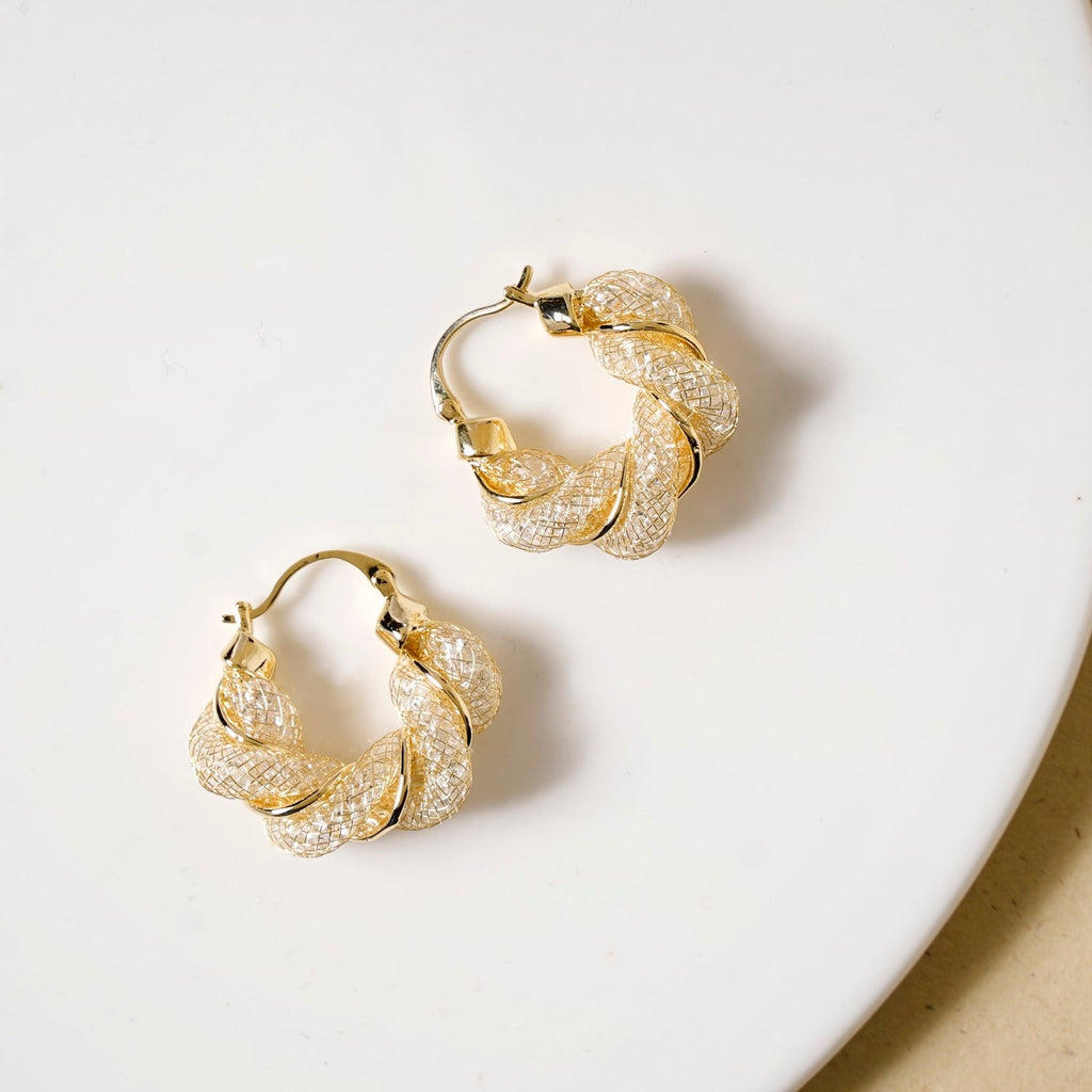 Spiral Glow Hoops Gold Nestasia
