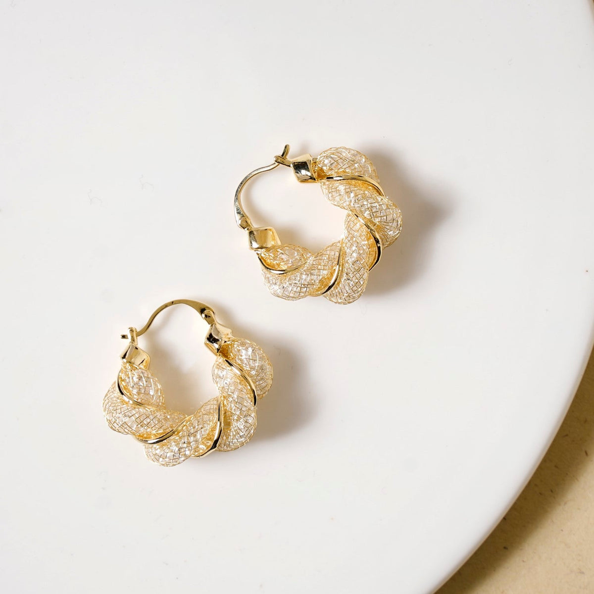Spiral Glow Hoops Gold Nestasia