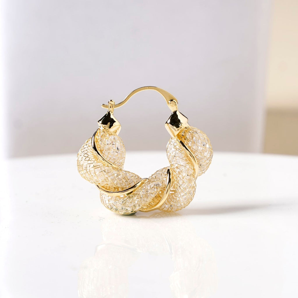 Spiral Glow Hoops Gold Nestasia