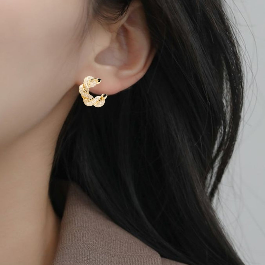 Spiral Glow Hoops Gold Nestasia