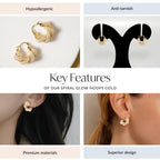 Spiral Glow Hoops Gold Nestasia