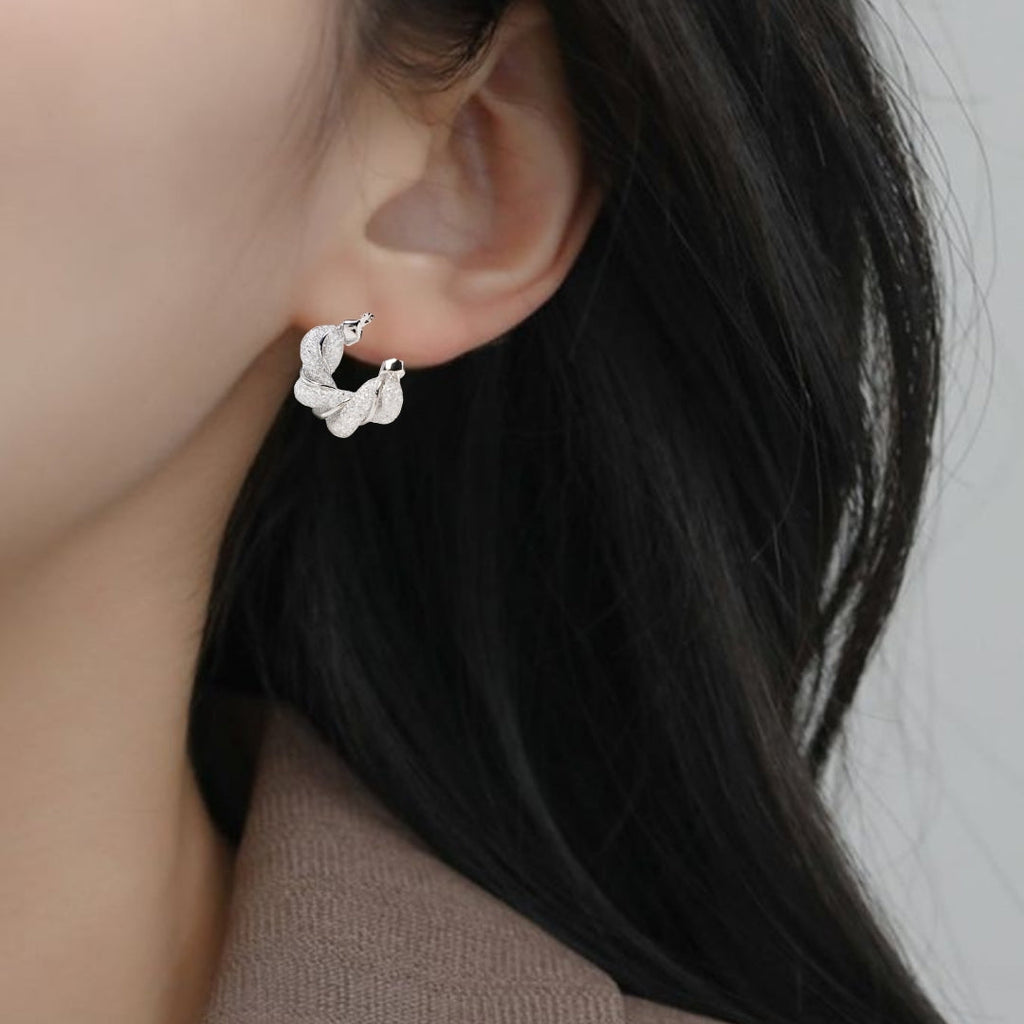 Spiral Glow Hoops Silver Nestasia