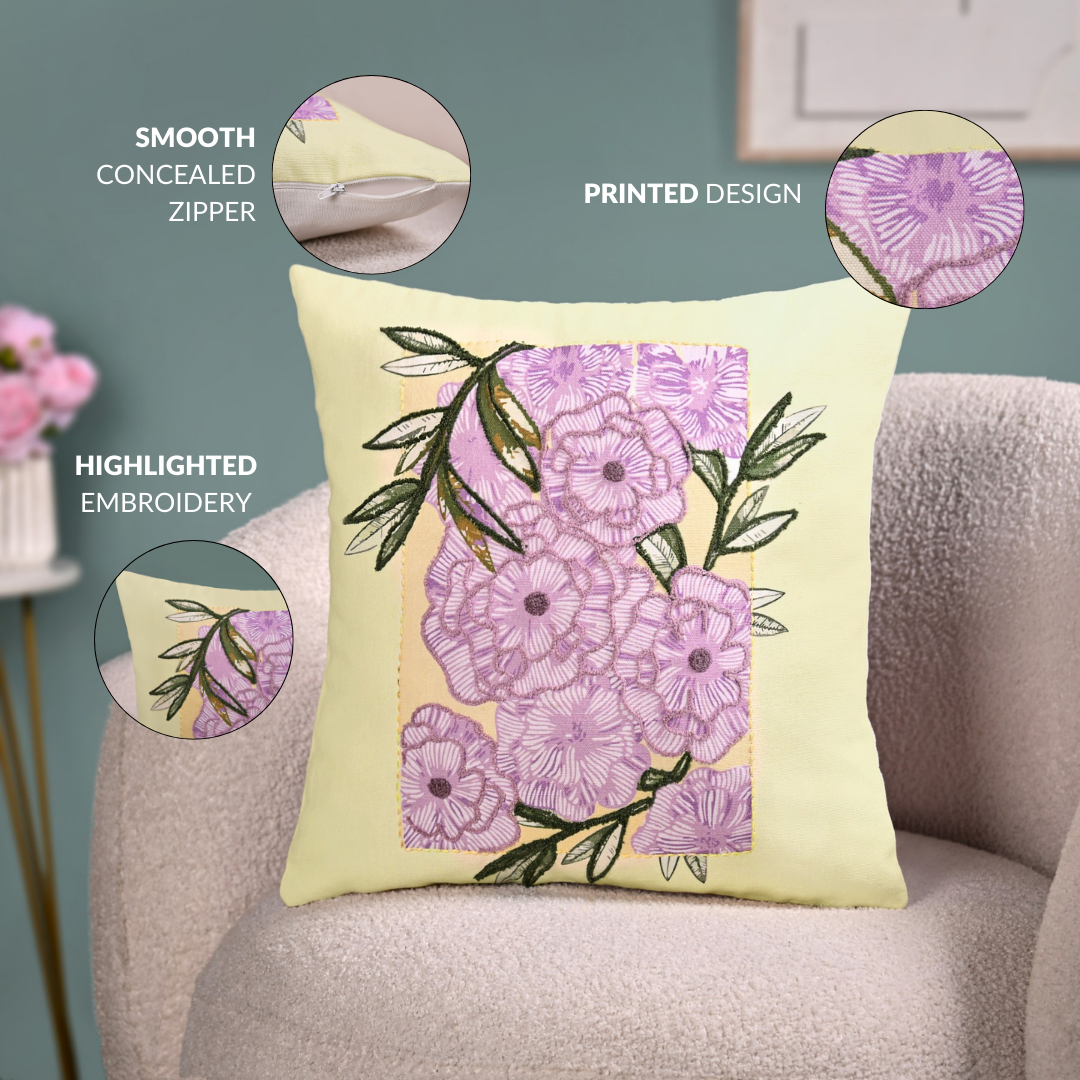 Spring Bloom Highlight Embroidered Cushion Cover 40x40cm Nestasia
