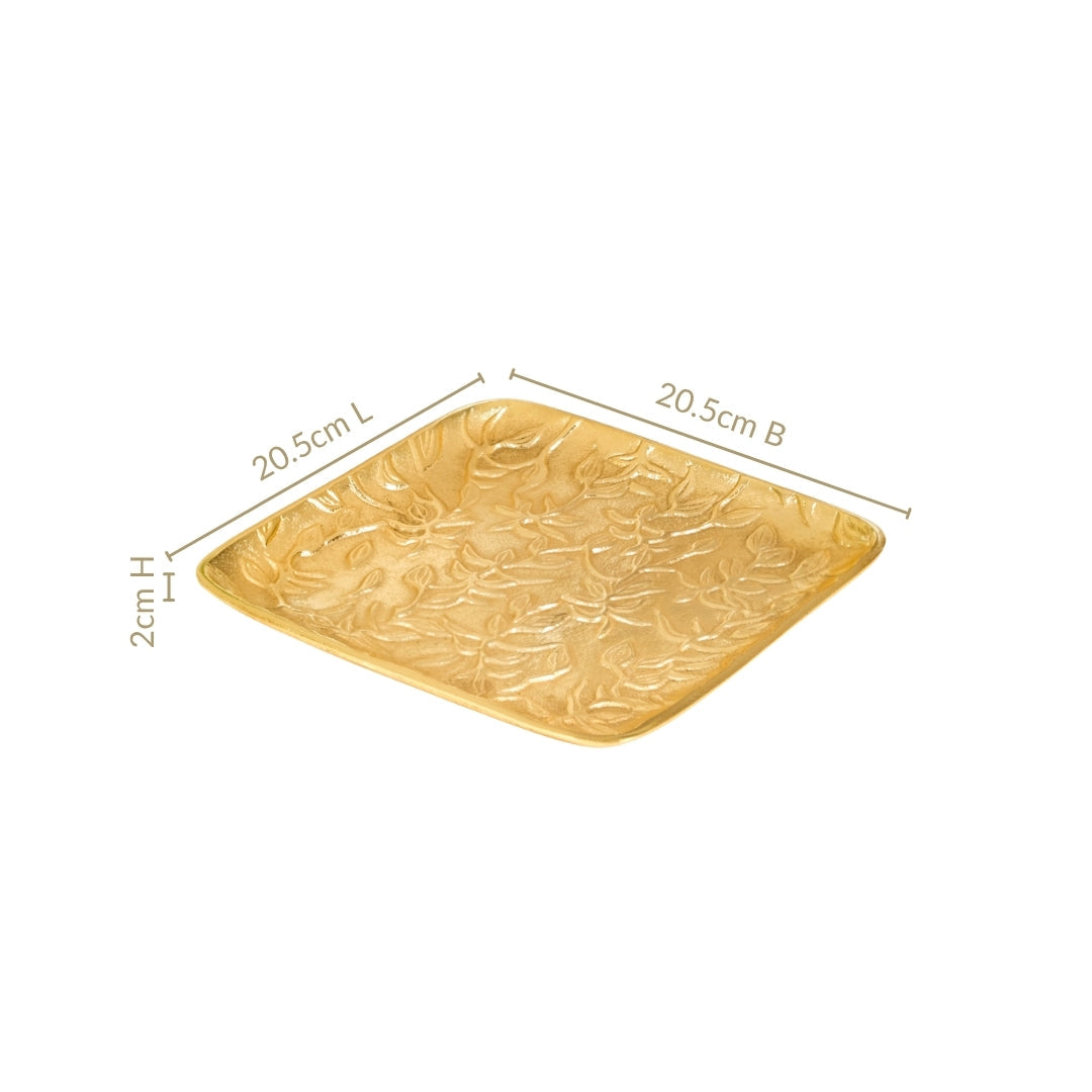 Golden Crest Floral Metal Decorative Tray Nestasia