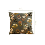 Olive Green Floral Embroidered Cotton Cushion Cover 40x40cm Nestasia