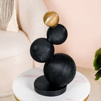 Stacked Modern Sphere Sculpture Black And Gold Nestasia