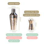 Hammered Texture Cocktail Shaker With Peg Measure Nestasia