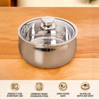 Stainless Steel Double Walled Casserole With Glass Lid 1000ml Nestasia