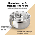 Stainless Steel Double Walled Casserole With Glass Lid 1000ml Nestasia