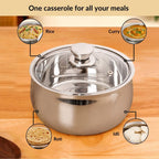 Stainless Steel Double Walled Casserole With Glass Lid 1000ml Nestasia