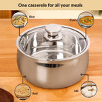 Stainless Steel Insulated Casserole With Glass Lid 2000ml Nestasia
