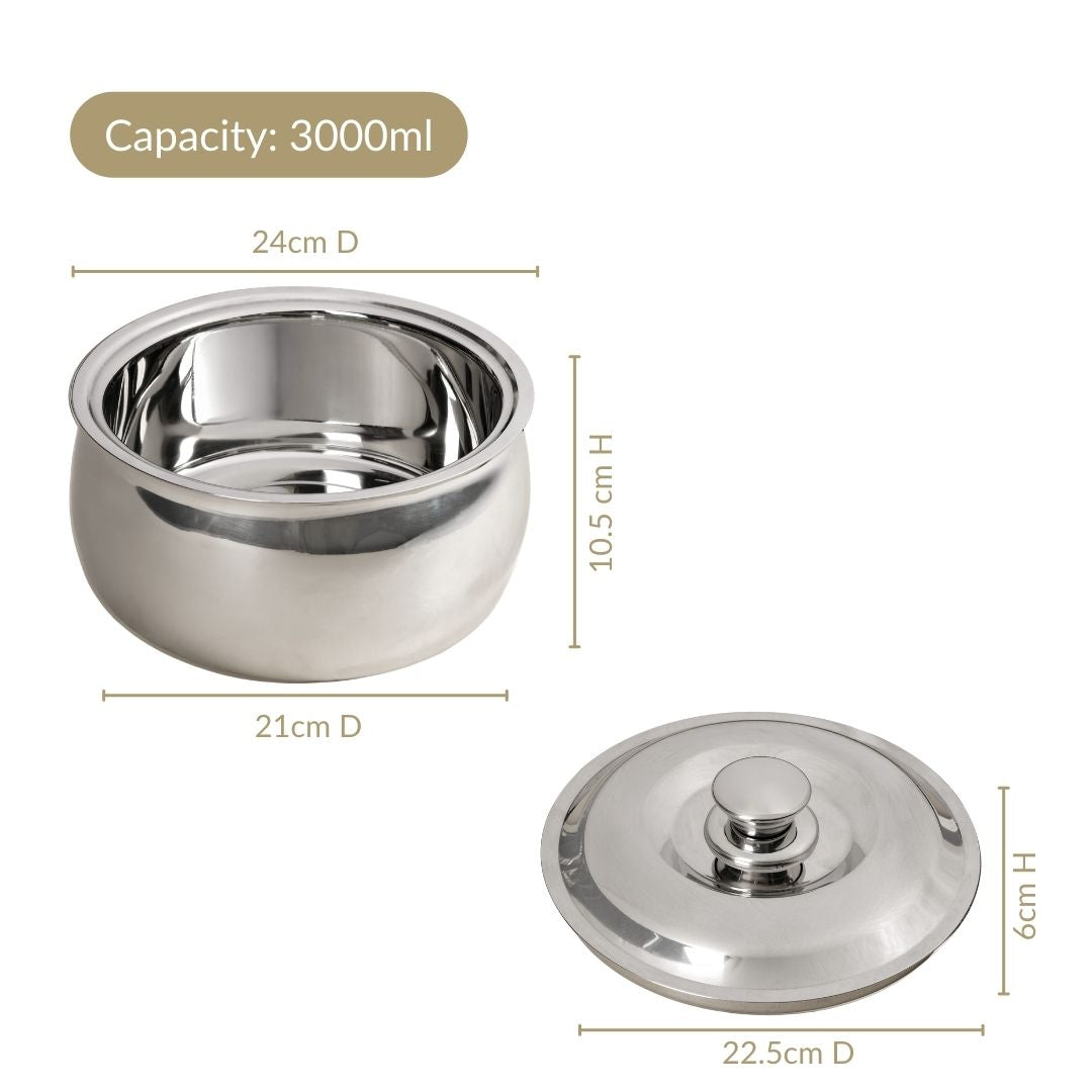 Stainless Steel Rice And Roti Casserole 3000ml Nestasia