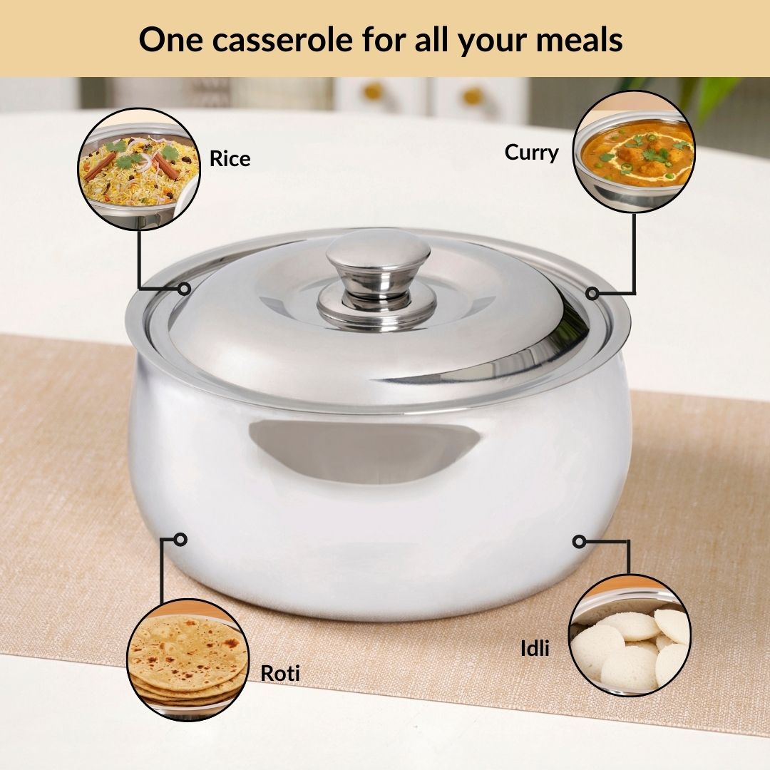 Stainless Steel Rice And Roti Casserole 3000ml Nestasia