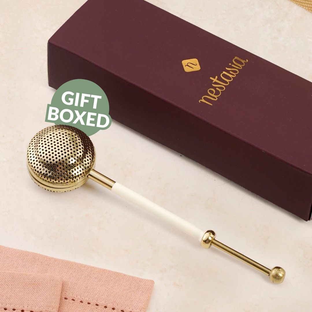 Aroma Stainless Steel Tea Infuser With Push Handle 11x6cm Nestasia