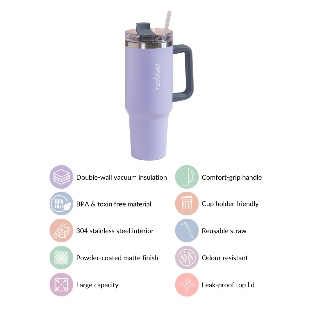 Sipper Bottle With Handle Insulated Leakproof Lilac 1200ml Nestasia