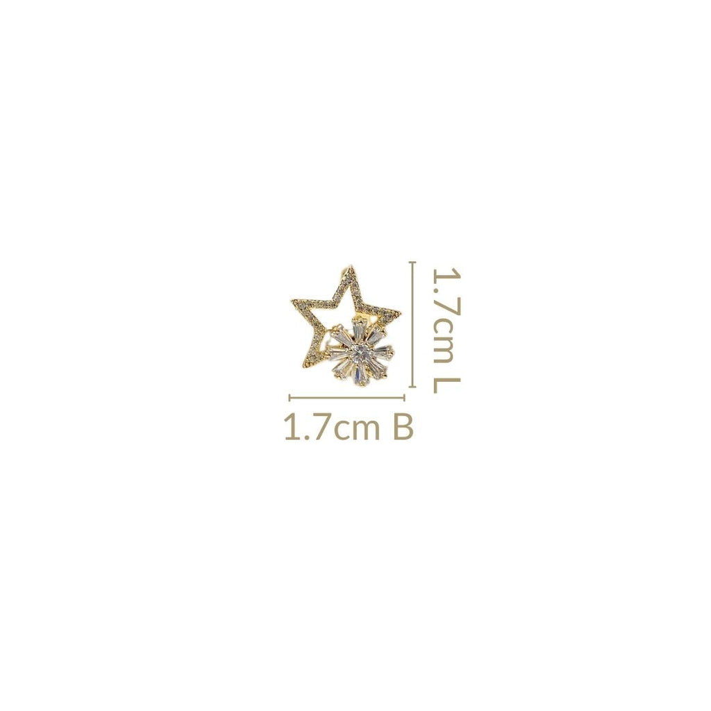 Star Studs With Rotating Floral Accent Nestasia