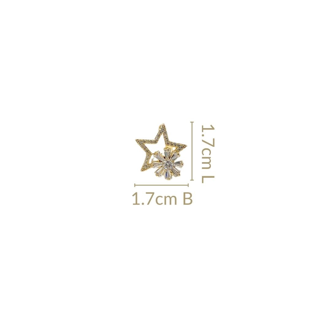 Star Studs With Rotating Floral Accent Nestasia
