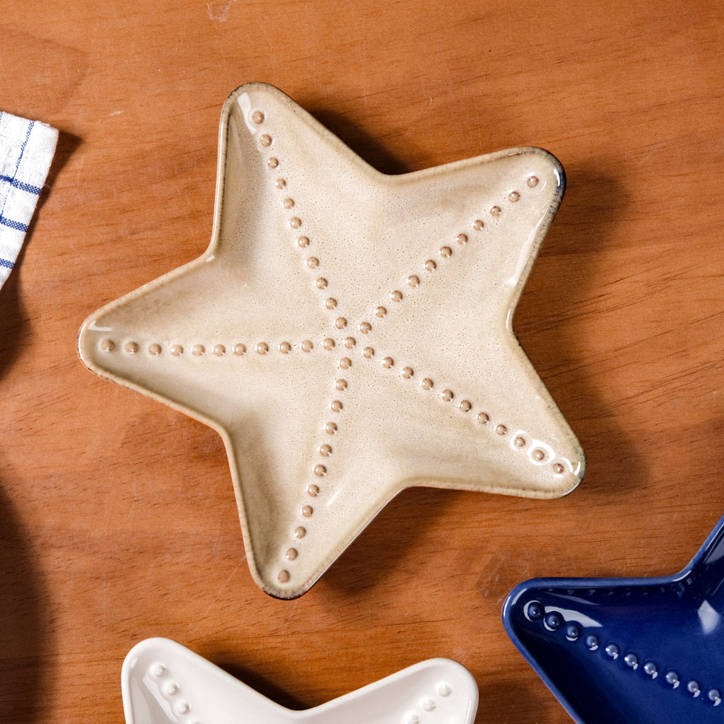 Star Fish Ceramic Snack Plate Set Of 3 Nestasia