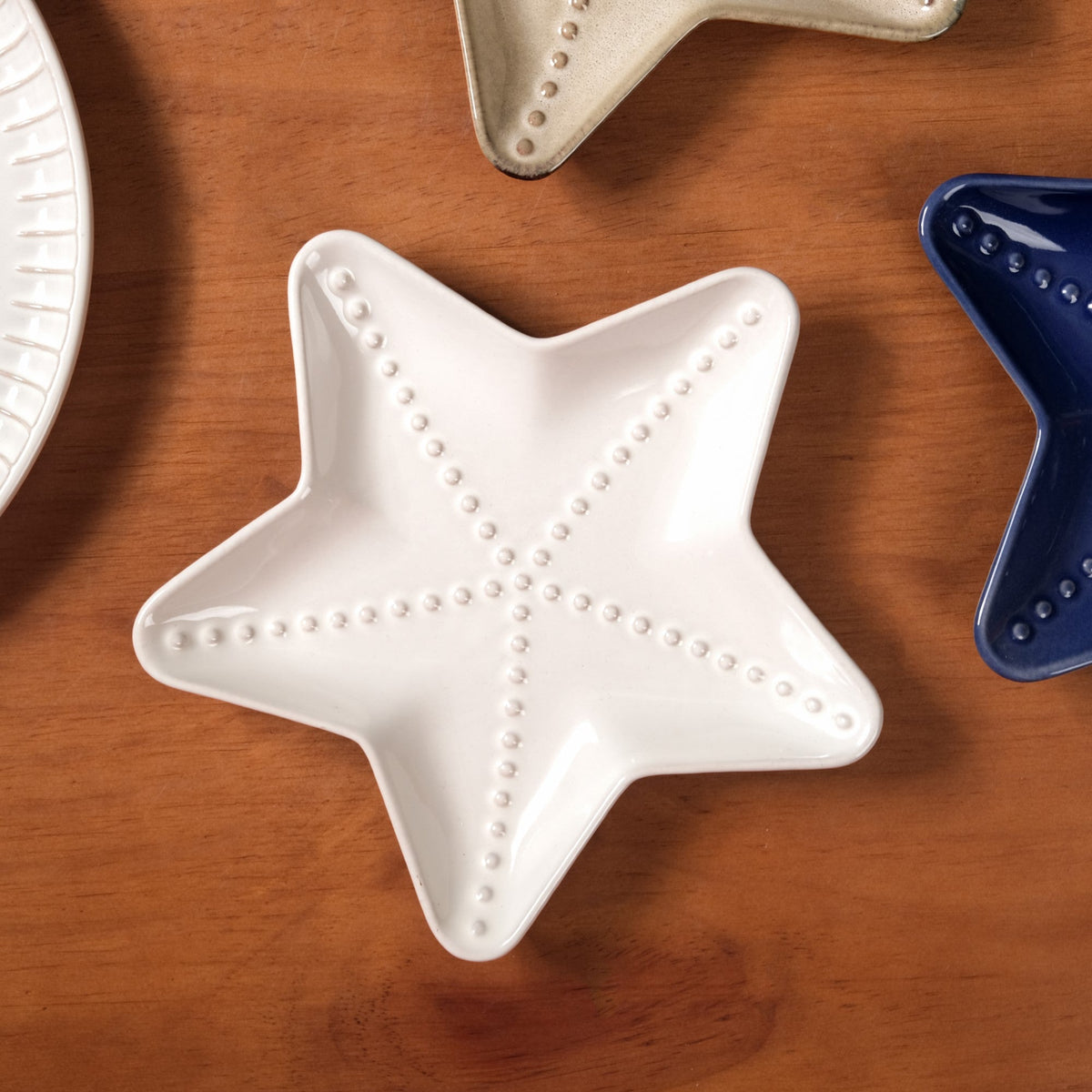 Star Fish Ceramic Snack Plate Set Of 3 Nestasia