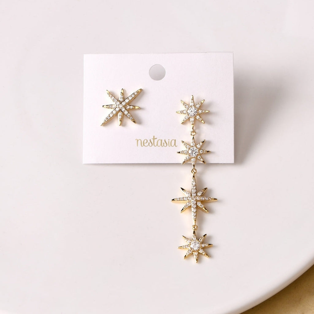 Starry Night Stone Studded Gold Earrings Nestasia